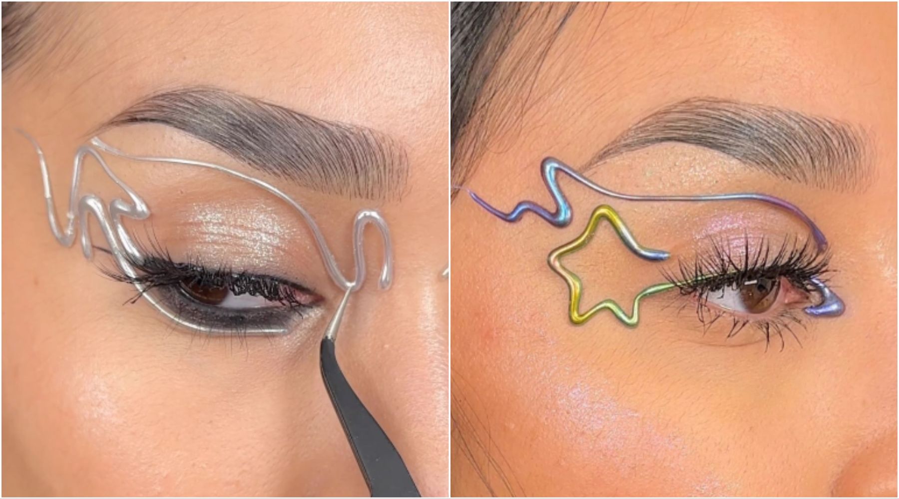 Hot glue eyeliner Viralan cyber makeup trend