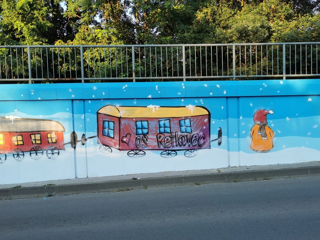 Mural Vlak u snijegu, Dubrava, Zagreb