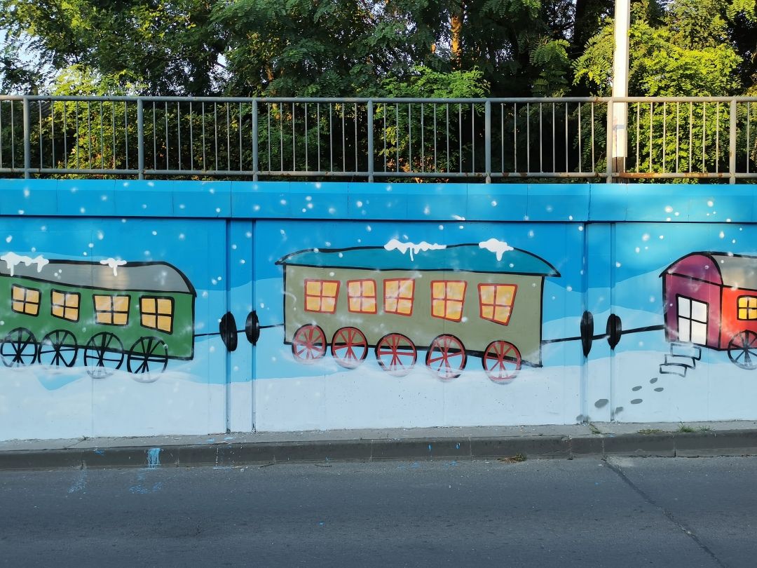 Mural Vlak u snijegu, Dubrava, Zagreb