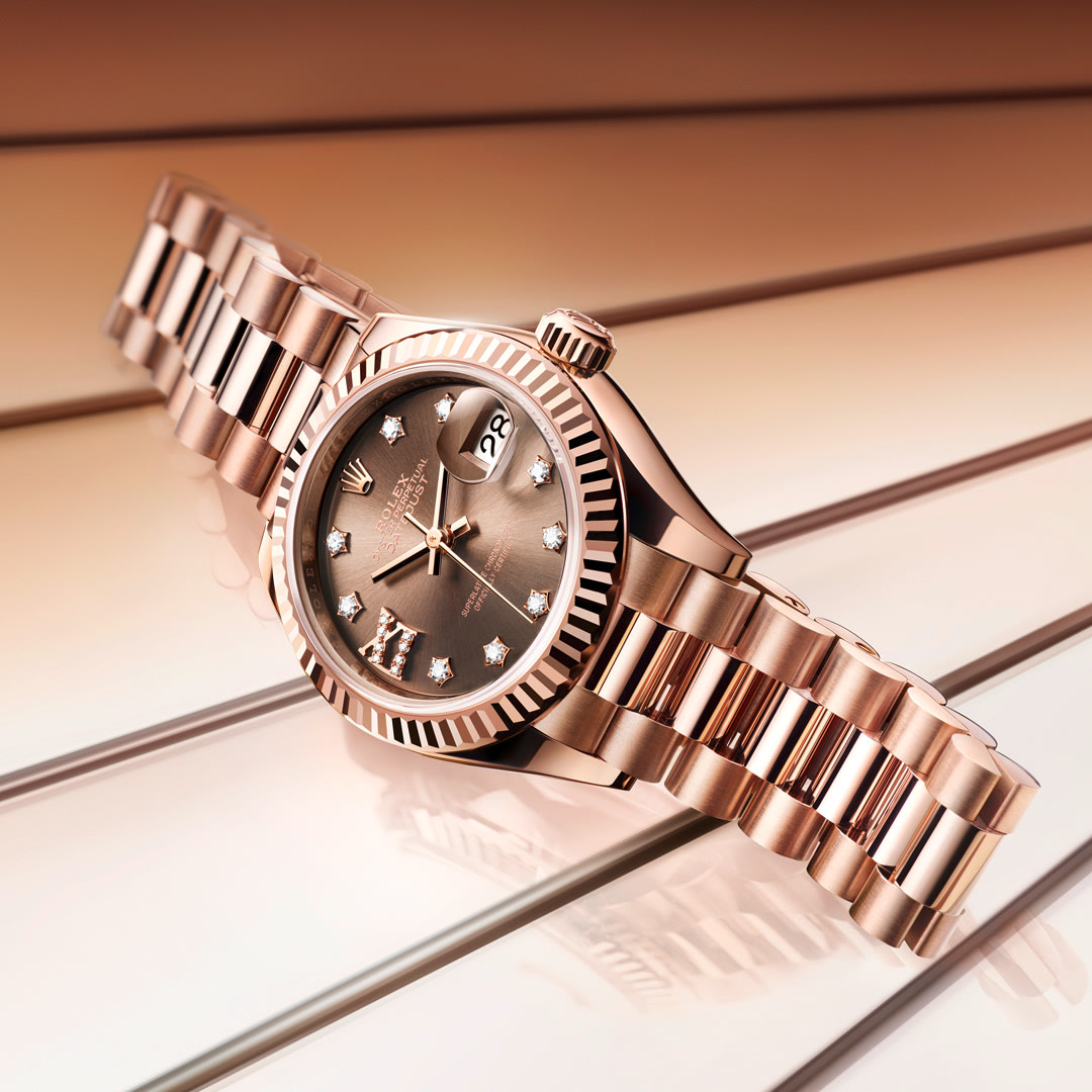 Rolex Lady-Datejust u 18-karatnom Everose zlatu, s dijamantnim Chocoalte brojčanikom.