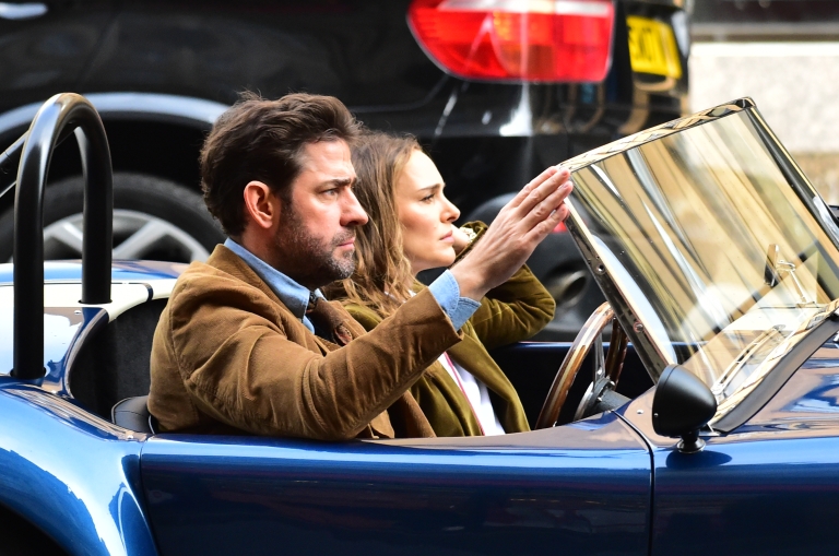 John Krasinski i Natalie Portman na setu filma "A Fountain Of Youth"