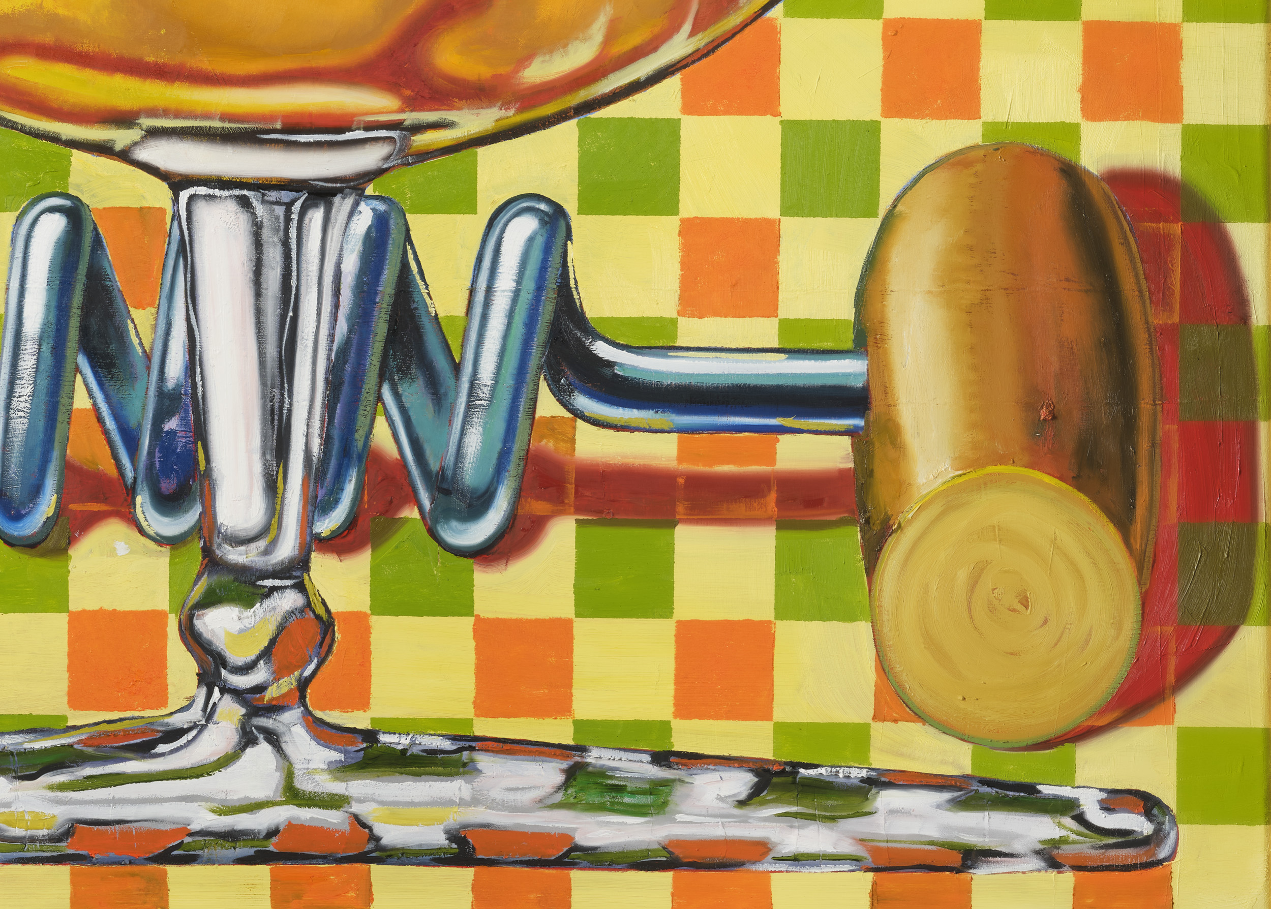 Kristof Santy, Bolglas met kurkentrekker, 2024, Oil on canvas, 100 x 120 cm - detail